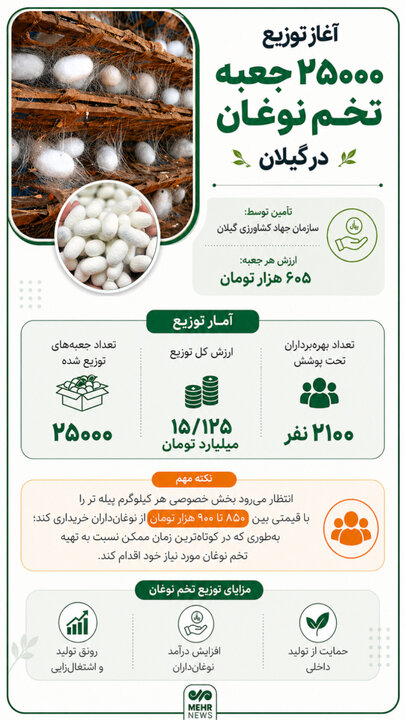 اینفوگرافیک؛ همه چیز درباره توزیع تخم نوغان در گیلان