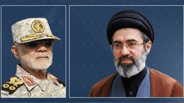 Leader of the Islamic Revolution, Ayatollah Seyed Mojtaba Khamenei and  the Commander of Iran’s Khatam al-Anbiya Central Headquarters, Major General Ali Abdollahi