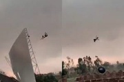 VIDEO: A young man being lifted into air from storm in India