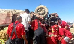 واژگونی تانکر سوخت در محور دامغان به شاهرود