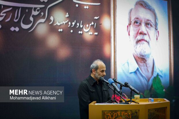 مراسم یادبود شهید علی لاریجانی در مسجد بلال رسانه ملی