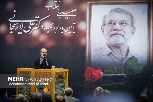 مراسم یادبود شهید علی لاریجانی در مسجد بلال رسانه ملی
