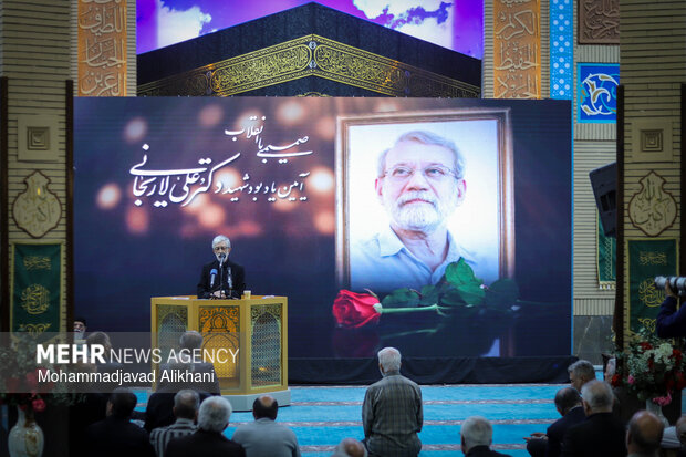 مراسم یادبود شهید علی لاریجانی در مسجد بلال رسانه ملی