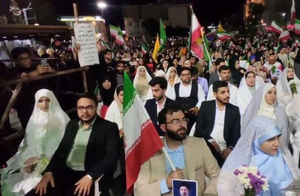 مراسم ازدواج آسان همزمان با تجمع مردمی در بوشهر