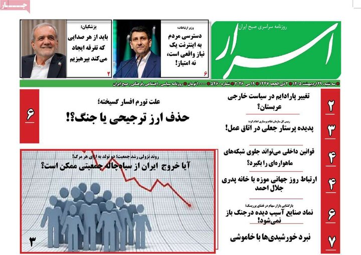 روزنامه ۲۹ اردیبهشت