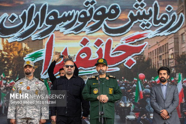 سردار حسن‌زاده فرمانده سپاه حضرت محمّد (ص) در رزمایش موتورسواران جانفدا