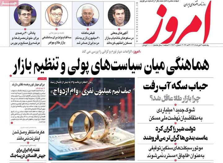 روزنامه اقتصادی ۳ خرداد