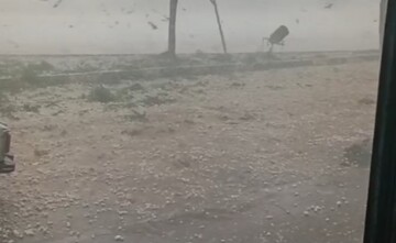 بارش شدید تگرگ در روستای آقامحمدبیگلو مغان