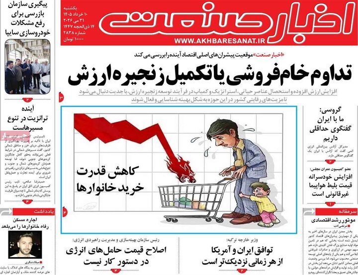 روزنامه های اقتصادی ۱۰ خرداد