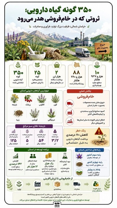 اینفوگرافیک؛ خراسان شمالی داروخانه گیاهان دارویی