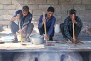 آیین پخت «حلیم جُم» در شهر فین هرمزگان