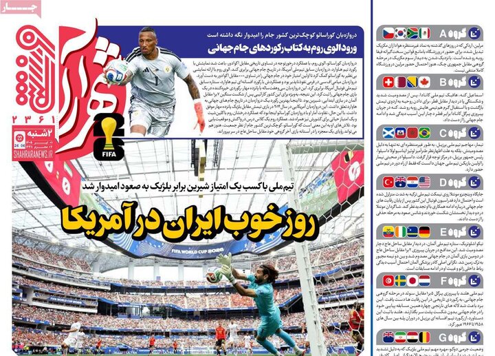روزنامه‌های ورزشی ۱ تیر