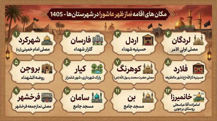 نماز جماعت ظهر عاشورا در چهارمحال و بختیاری اقامه می‌شود&nbsp;