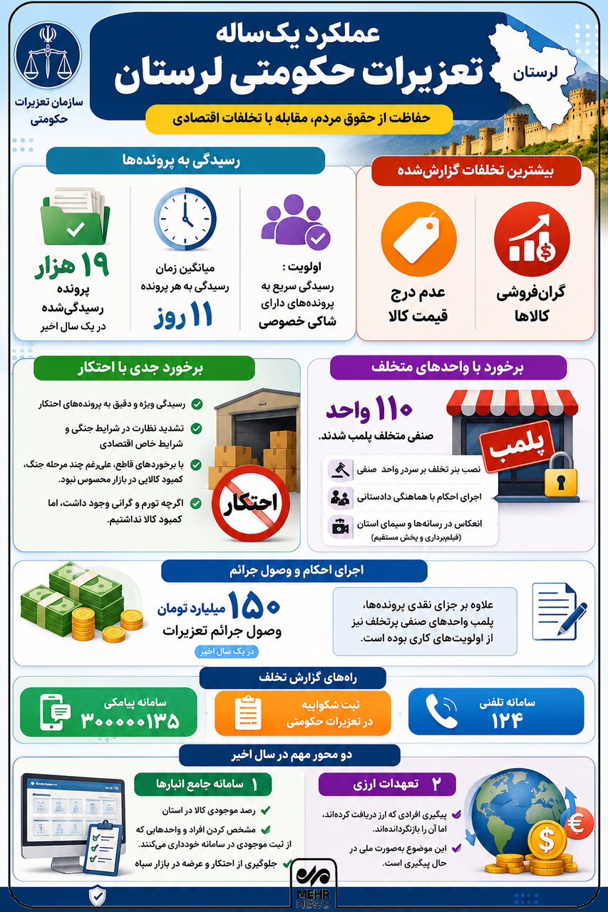 اینفوگرافیک؛ کارنامه یک‌ساله تعزیرات لرستان