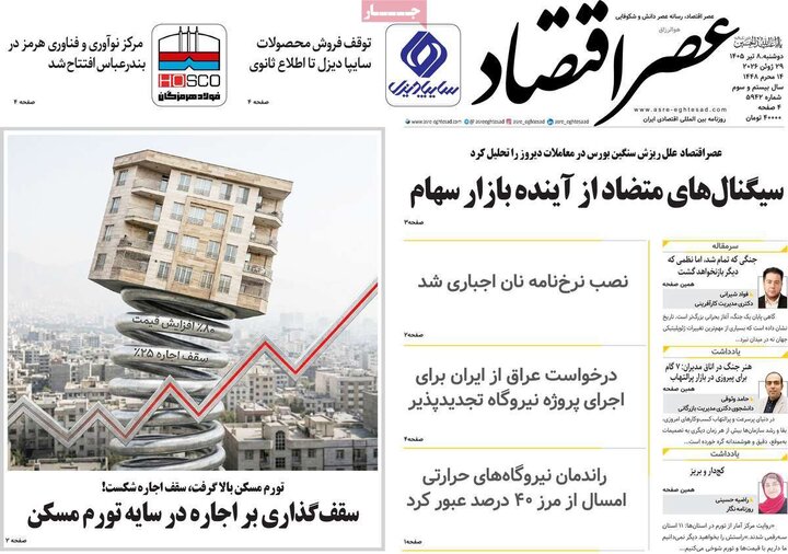 روزنامه‌های اقتصادی ۸تیر