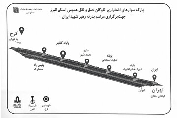 پارک‌سوارهای اضطراری ناوگان حمل‌ونقل البرز برای مراسم بدرقه رهبر شهید
