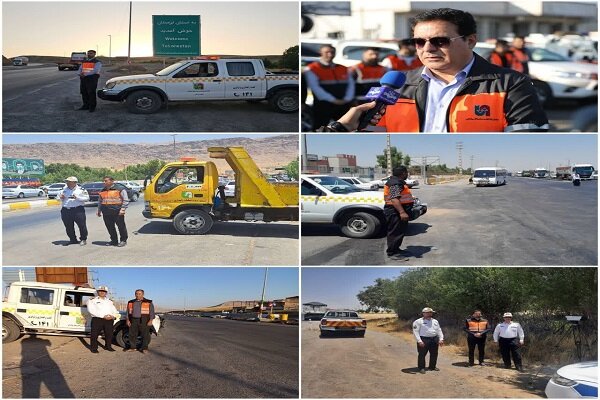 خدمت‌رسانی ۴۸ گشت راهداری و پلیس‌راه لرستان به زائران تشییع رهبر شهید