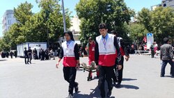 مشارکت ۶۰۰ نیروی هلال احمر خراسان شمالی در مراسم تشییع رهبر شهید