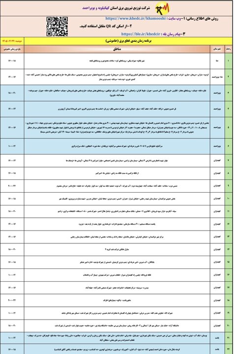 خاموشی با برنامه برق در کهگیلویه و بویراحمد