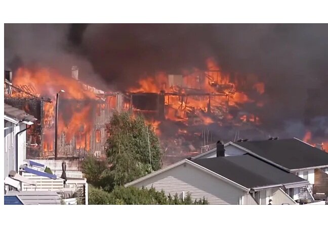 Over 100 homes destructed in a fire in Norway