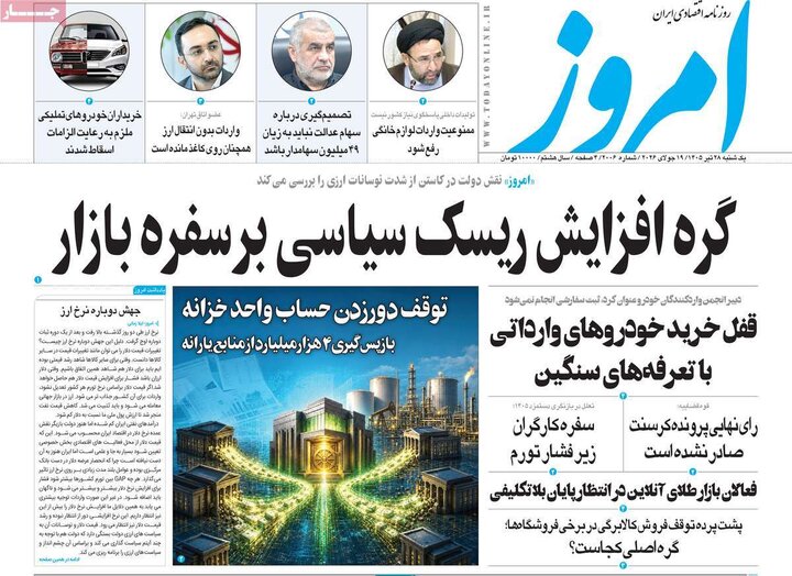 روزنامه اقتصادی ۲۸ تیر