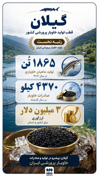 اینفوگرافیک؛ خاویار پرورشی گیلان در یک نگاه
