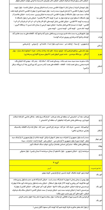 جدول گروهبندی و زمانبندی خاموشیهای استان یزد در روز جمعه دوم مرداد