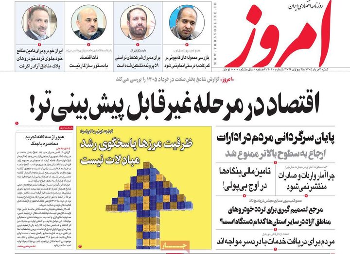 روزنامه‌های اقتصادی ۳ مرداد