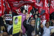 وداع با پیکر شهید قربانعلی مرگانی در تجمع مردمی بجنورد