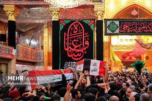 تشییع شهدای حمله آمریکا و عربستان به مقر حشد شعبی در کربلا