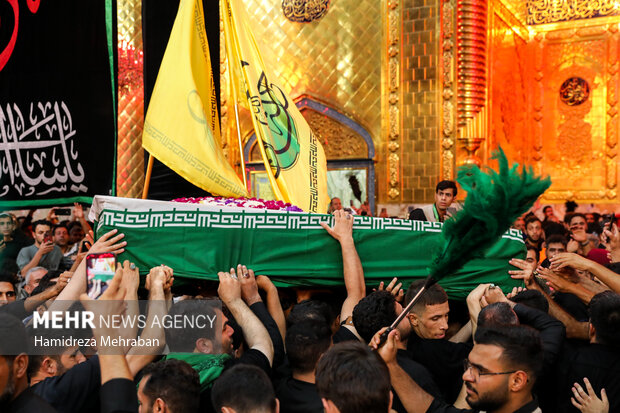 تشییع شهدای حمله آمریکا و عربستان به مقر حشد شعبی در کربلا