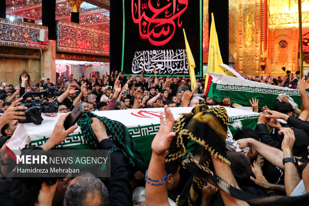 تشییع شهدای حمله آمریکا و عربستان به مقر حشد شعبی در کربلا