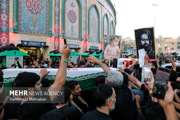 تشییع شهدای حمله آمریکا و عربستان به مقر حشد شعبی در کربلا
