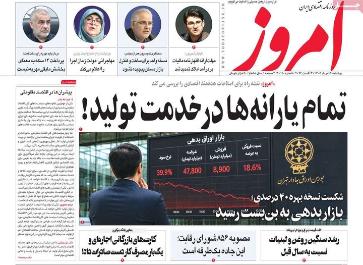 روزنامه‌های اقتصادی ۱۲ مرداد
