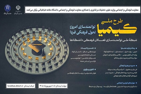 بررسی جامع: توانمندسازی فعالان فرهنگی و هنری دانشگاه‌ها در طرح ملی «کیمیا» | مهر - کد 3823