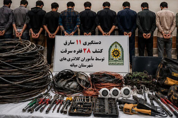 دستگیری ۱۱ سارق و کشف ۲۸ فقره سرقت در میانه