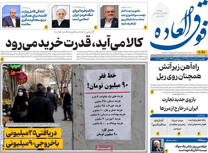 روزنامه‌های اقتصادی ۲۵ مرداد