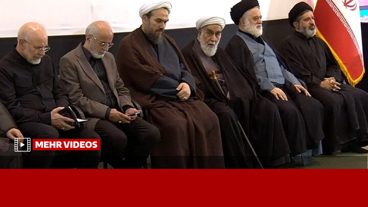 حضور فرزندان رهبر شهید انقلاب در مراسم چهلم تشییع آقای شهید ایران