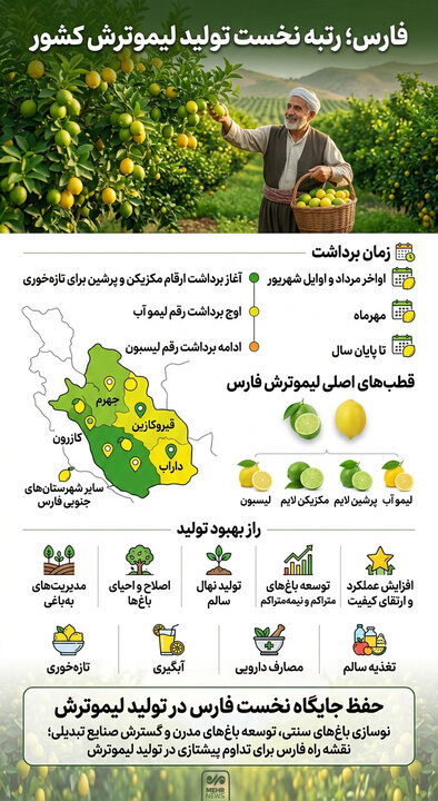 اینفوگرافیک؛ فارس رتبه نخست تولید لیموترش در کشور