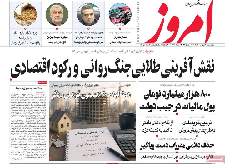 روزنامه های اقتصادی 4 شهریور