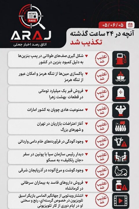 فکت چک؛ اخباری که ۵ شهریور ۱۴۰۵ تکذیب شدند