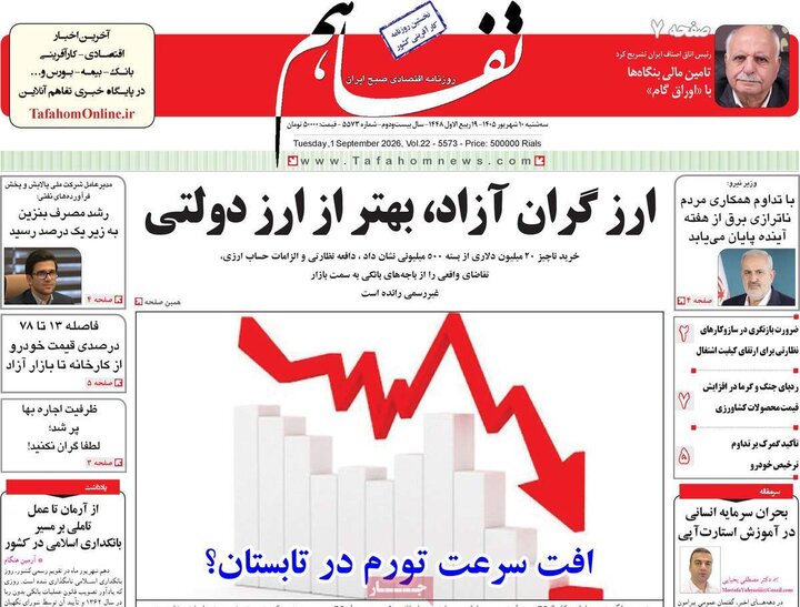 روزنامه اقتصادی 10 شهریور