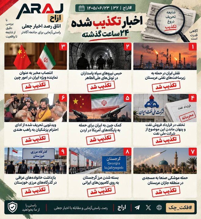 فکت چک؛ اخباری که ۲۳ شهریور ۱۴۰۵ تکذیب شدند