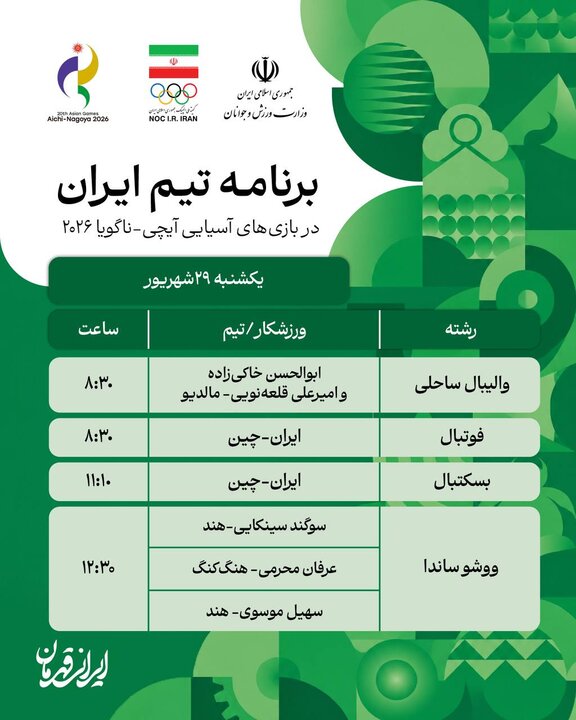 برنامه رقابت ورزشکاران ایران در روز نخست؛ رقابت در ۱۱ رشته