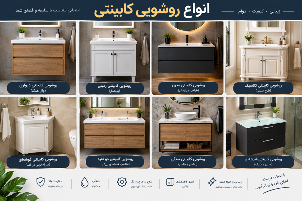 روشویی کابینتی؛ راهنمای جامع انتخاب، خرید و شناخت انواع روشویی کابینتی