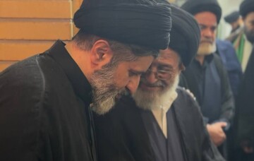 حضور فرزند رهبر شهید در مراسم بزرگداشت آیت‌الله شبیری زنجانی