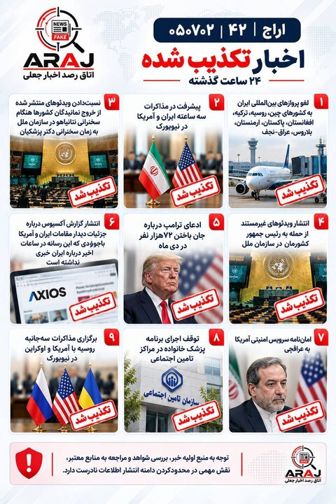فکت چک؛ اخباری که ۲ مهر ۱۴۰۵ تکذیب شدند