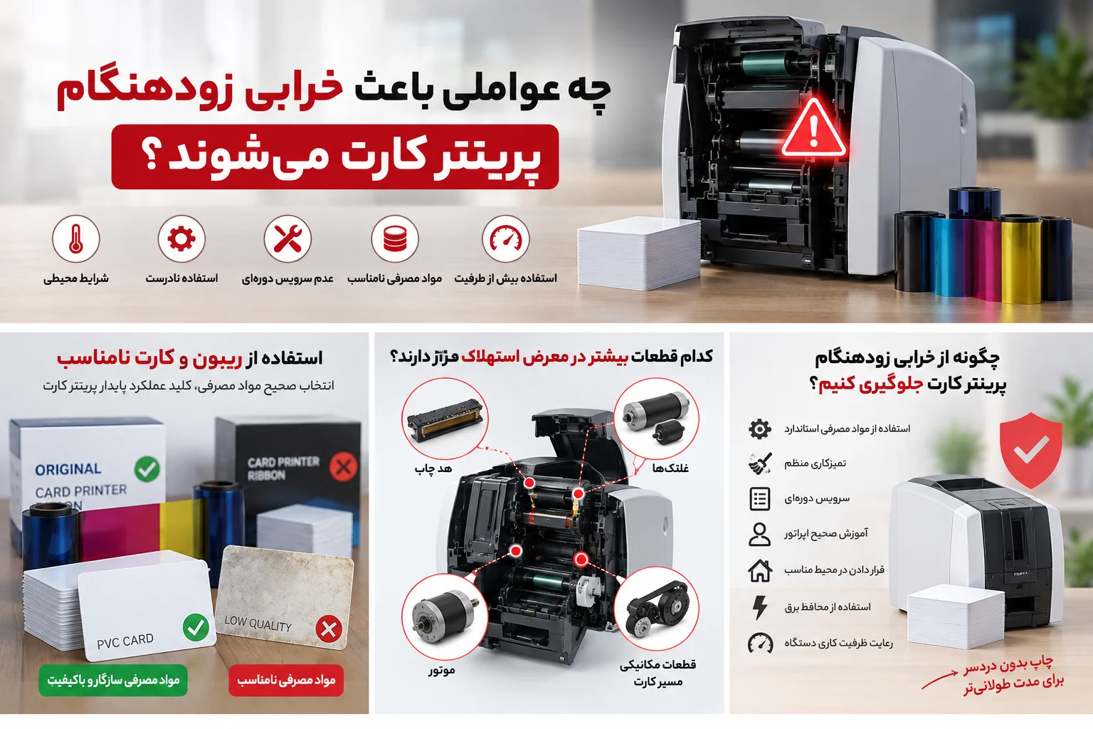 چه عواملی باعث خرابی زودهنگام پرینتر کارت می‌شوند؟
