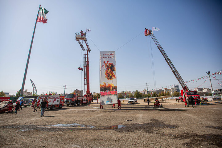 مانور عملیاتی چندگانه آتش‌نشانی در قزوین