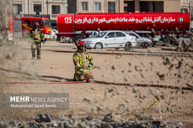 مانور عملیاتی چندگانه آتش‌نشانی در قزوین